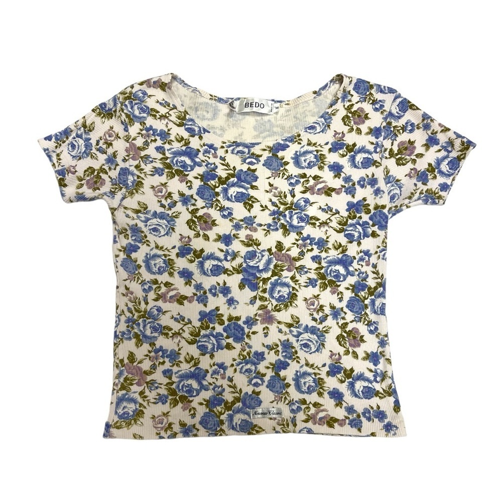 Bedo top roses printed 90’s aesthetic fitted t-shirt